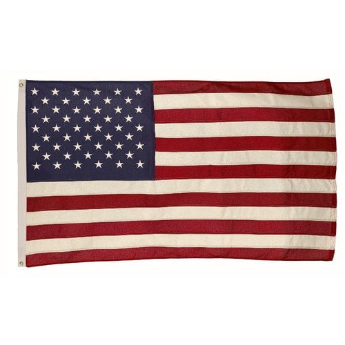 3x5 Embroidered Sewn American 48 Star Linear Synthetic Cotton Flag 3'x5' 3 Clips